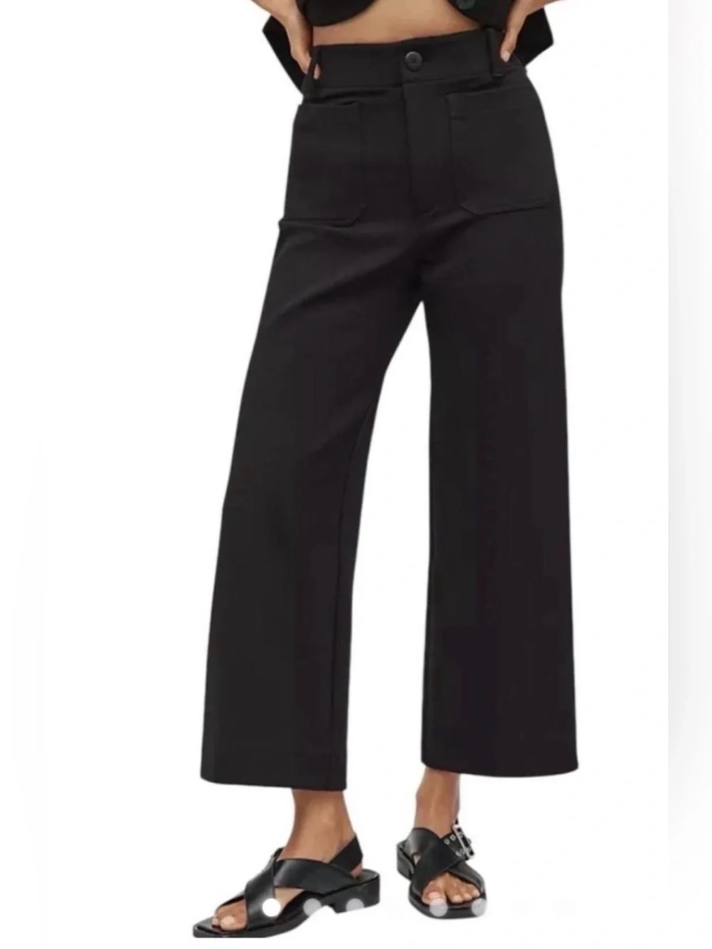 Anthropologie Maeve Colette Knit High-Rise Wide-Leg Cropped Pants